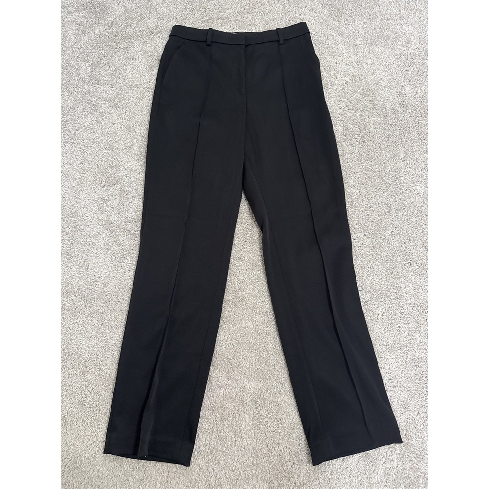 H&M Black Midi Satin Black Pleated Pants Formal Holiday Size 4 Business